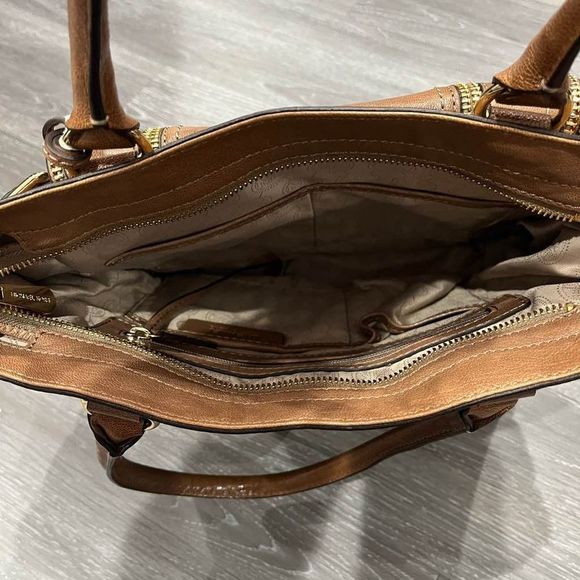 Michael Kors Naomi Dark Dune Tan Satchel Handbag Genuine Leather - Picture 5 of 7